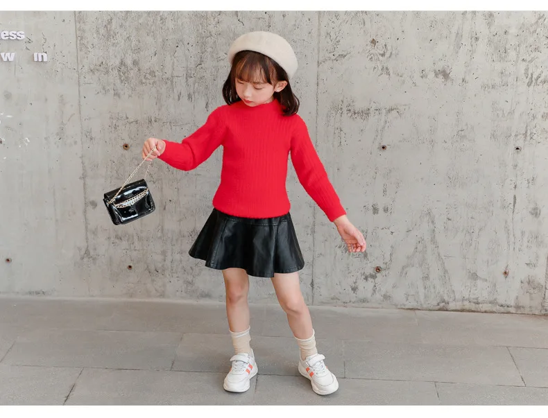 Autumn and winter new girls soft cashmere sweater solid color round neck pullover comfortable shirt big children's sweater