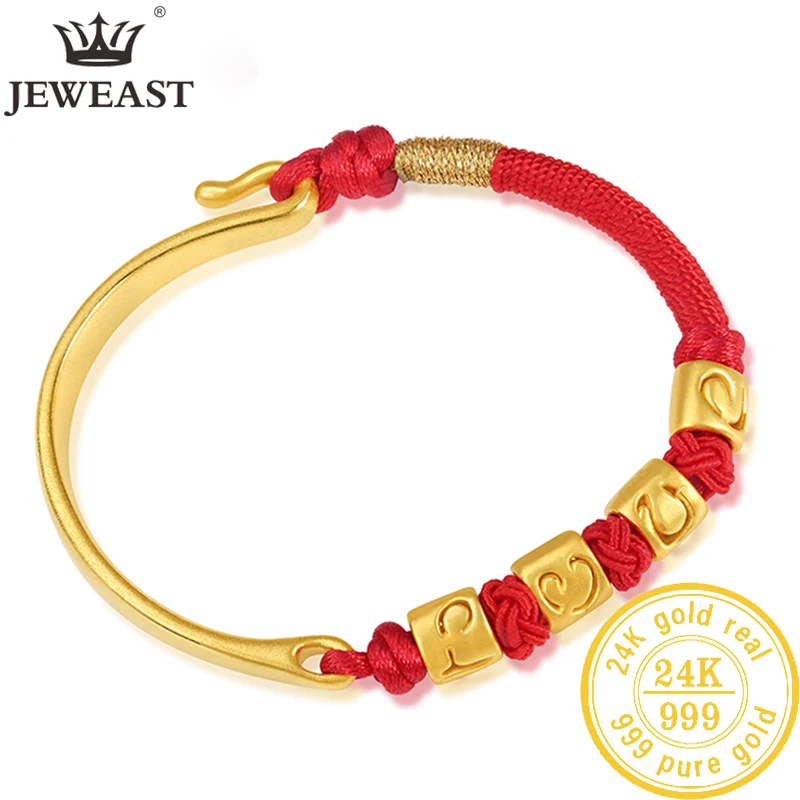 JLZB24KPureGoldBraceletReal999SolidGoldBangleUpscale