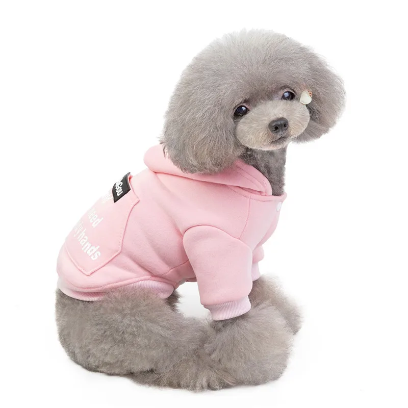 Одежда для домашних животных серого и розового цвета толстовки с надписями для собак на осень и зиму пальто для маленьких кошек больших собак S до XXL