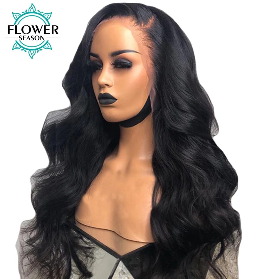 

Wavy 13*6 Lace Front Human Hair wig 180% Density Lace Frontal wigs Brazilian Remy Hair Pre Plucked Bleached Knots FlowerSeason