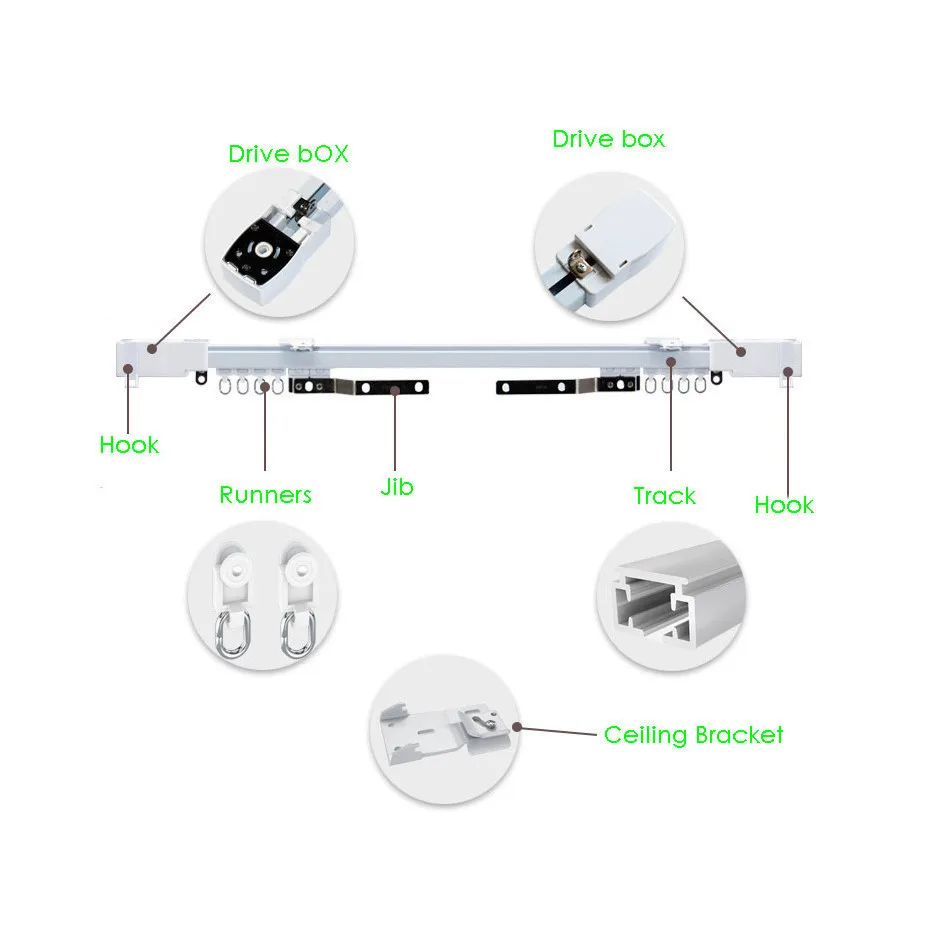 Super Silent Electric Curtain Track for Xiaomi Aqara B1 motor,Mijia Smart Curtain Rails System,Mi Home App,Free to EU Country