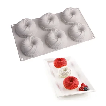 

Amazing 6 Holes Swirl Cake Mold For Baking Dessert Art Mousse Silicone 3D Mould Silikonowe Moule Pastry Pan