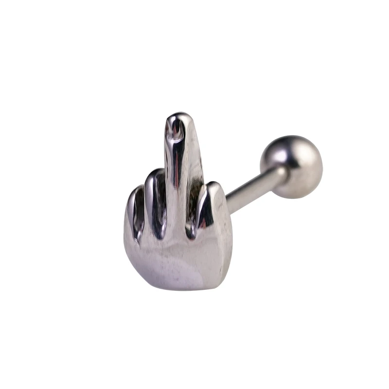Middle Finger Tongue Nail Unique Design Trendy Unique Body Piercing For Punk Tongue Piercing Body Cool Anti-allergic