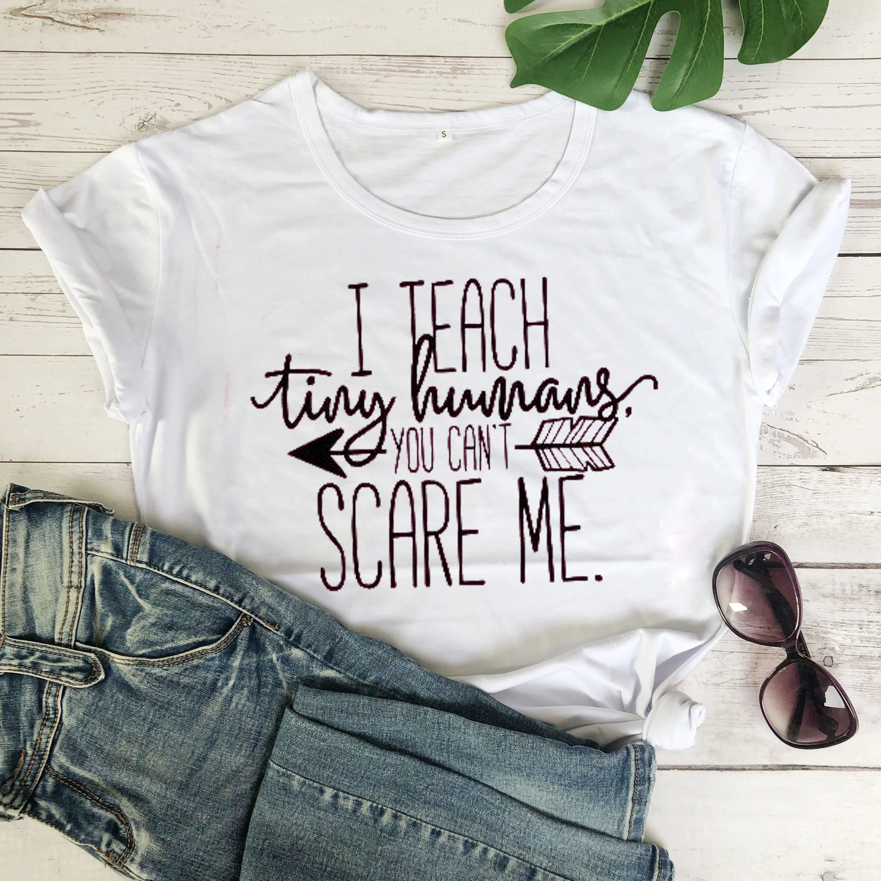 I teach You can't scare me Футболка подарок учителю гранж tumblr camiseta rosa feminina футболки графические женские модные топы Готическая футболка