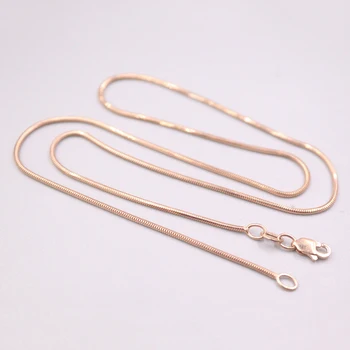 شراءشحن مجاني ريال 18K ارتفع عقد ذهب المرأة الحظ ثعبان سلسلة قلادة 16.5 بوصة 1mmW 3.5-3.8g