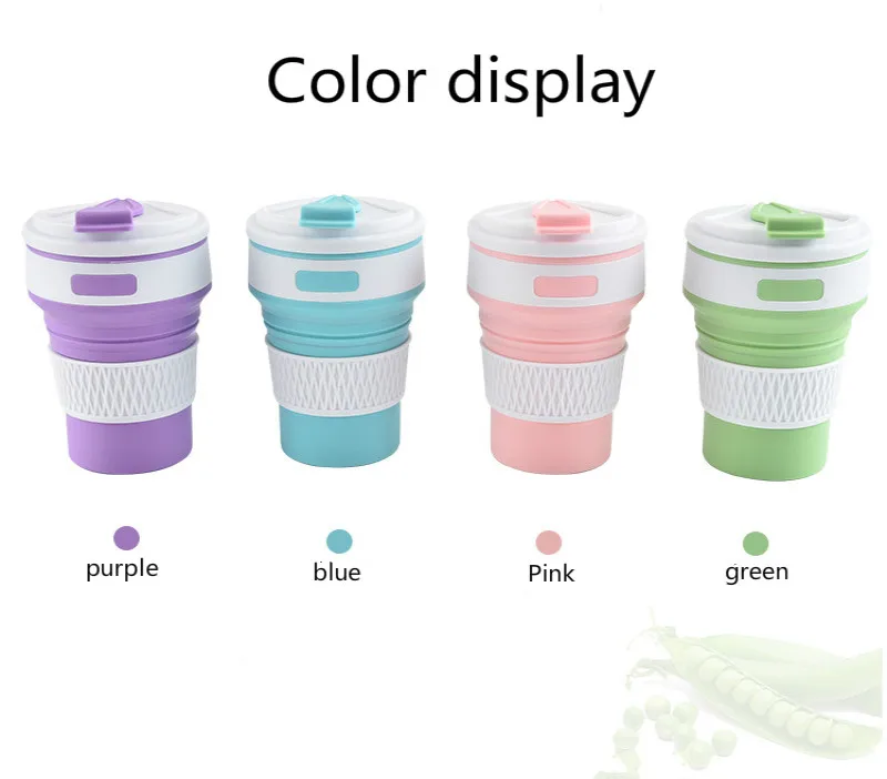 2pc/set Silicone Folding Cup Portable Travel Telescopic Mug with Straw Mug Gift Coffee Cup Outdoor Folding Cup Folding Juice Cup