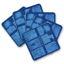 BeautyBigBang Prego Carimbar PlatesStriped Código de Barras Zebra Árvore Stencil Template Imagem Placa Retângulo Carimbo Para Unhas BBB 033(China)