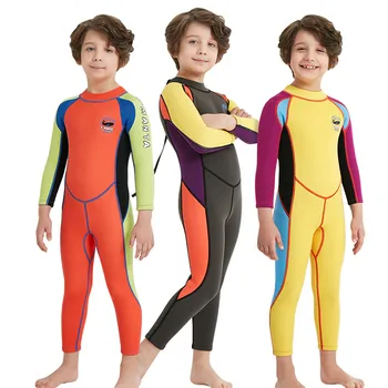 

Kids Swimwear For Youth Boys Girls Long Sleeve Surfing Diving Warm One Piece Swimsuit Sun Protection Swimming Bathing Suit 2020