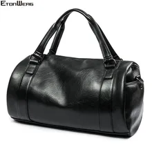 Мужская модная сумка-ведро для путешествий, водонепроницаемая сумка из искусственной кожи, Мужская однотонная черная сумка, большая сумка на плечо, Повседневная Сумка-тоут в стиле ретро