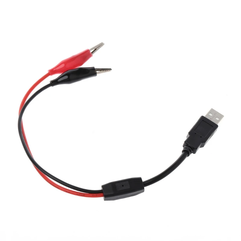 

Copper Alligator Clips with Wire Male USB Connector Test Leads Crocodile Clamp