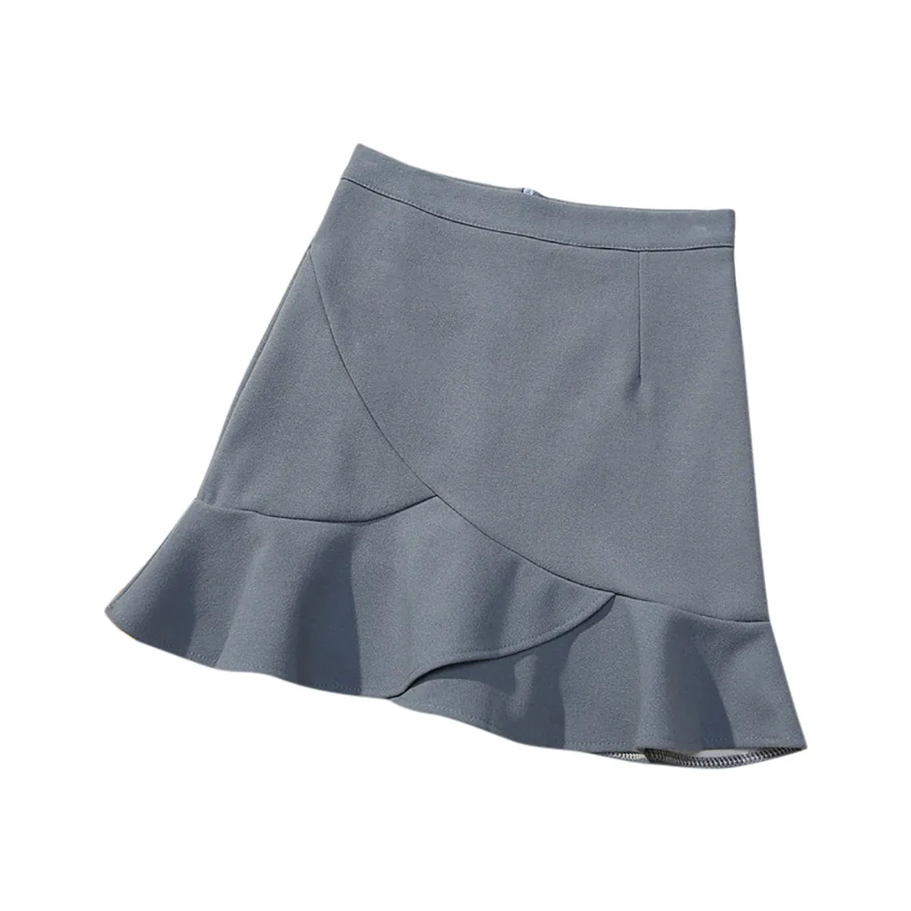 Модные женские повседневные однотонные Короткие мини-юбки с завышенной талией в стиле русалки kawaii, сексуальная юбка женская юбка s для женщин