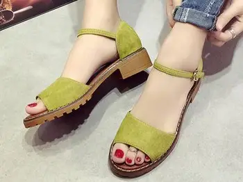 

YEELOCA 2020 Summer Floral Sandals Fish Mouth Women Sandals Pu Suede Retro High Heels Square Heel UN9845