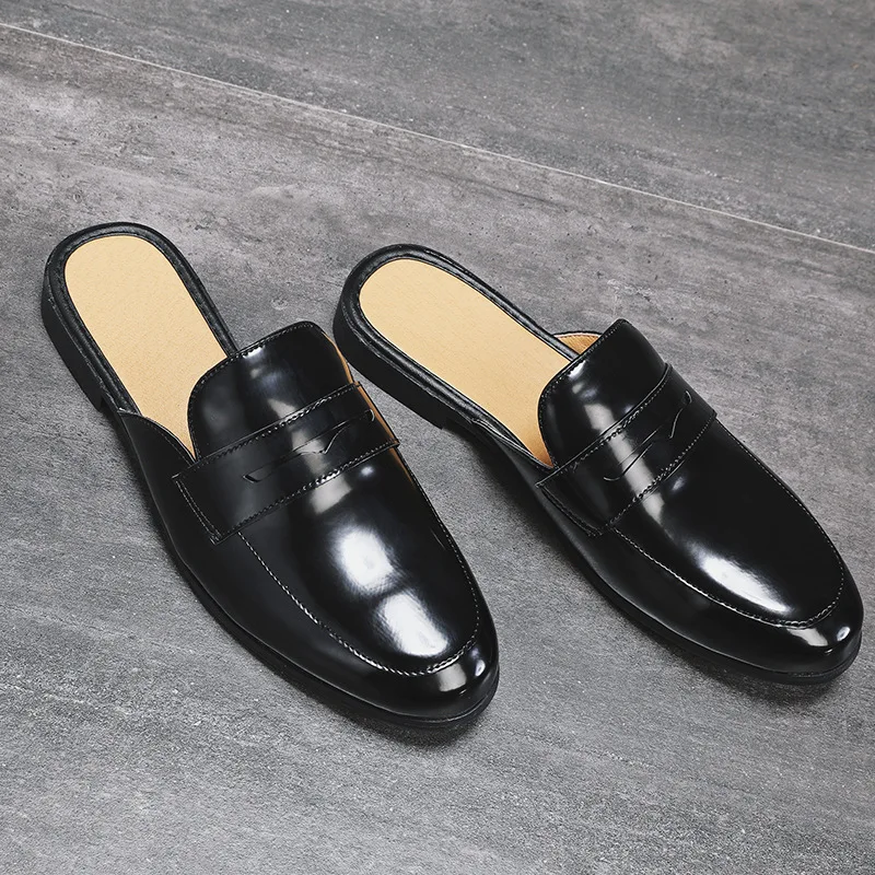 

Summer New Style Men Patent Leather Slipper Trendy Shoes Fashion Korean-style Small Leather Slipper Trendy Shoes T03-a