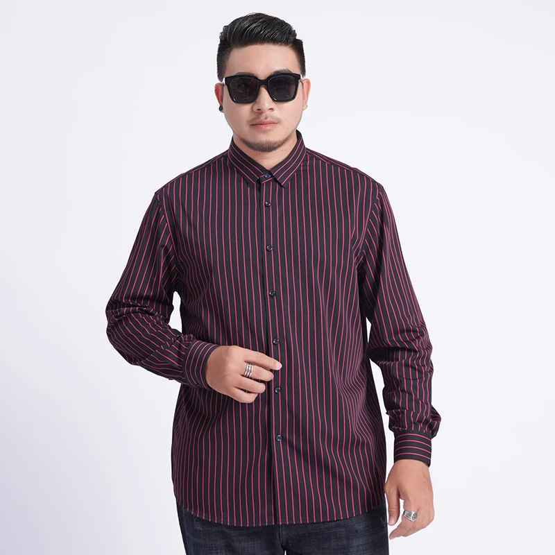 New Youth 8xl 7XL 6XL 5XL Plus Size Large Men Turndown Collar Long sleeve dress striped shirts with male tops