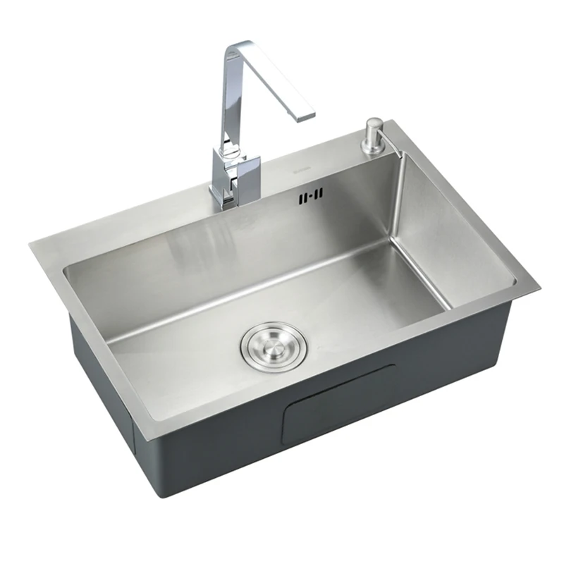 Stainless Steel Kitchen Sink Single Bowl Handmade Brushed Wash Basin Above  Counter For Kitchen Fixture With Drainage Accessories - Kitchen Sinks -  AliExpress