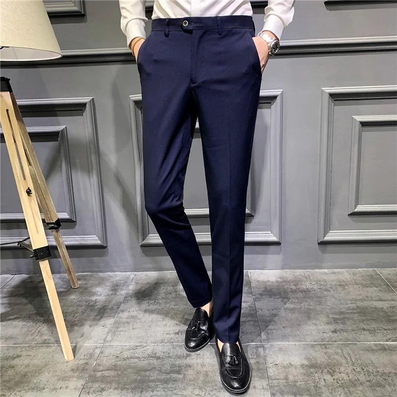 

Summer Korean-style Straight-Cut Large Size Casual Trousers Men England Skinny Pants MEN'S Long Trousers No Ironing Youth New St