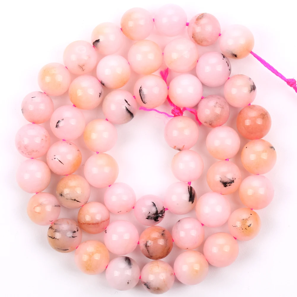 Natural Stone Pink Opal Chalcedony Loose Beads Round Beads For