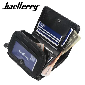 

2020 new design Leather Men Wallets High Quality Zipper Short Desigh Card Holder Male Purse Vintage Coin Holder Men Wallets