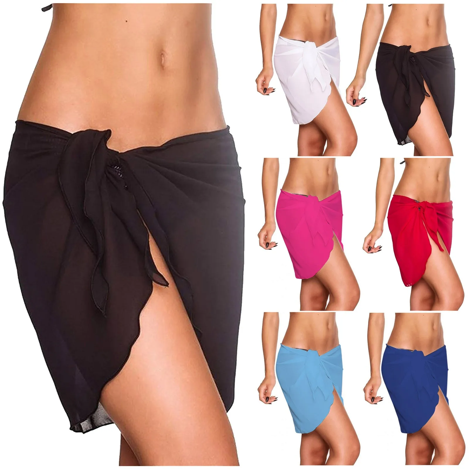 Women's swimsuit Sexy Solid Color Beach Skirt Swimwear Cover Up Female Beachwear bikini One Piece women's swimwear #0317