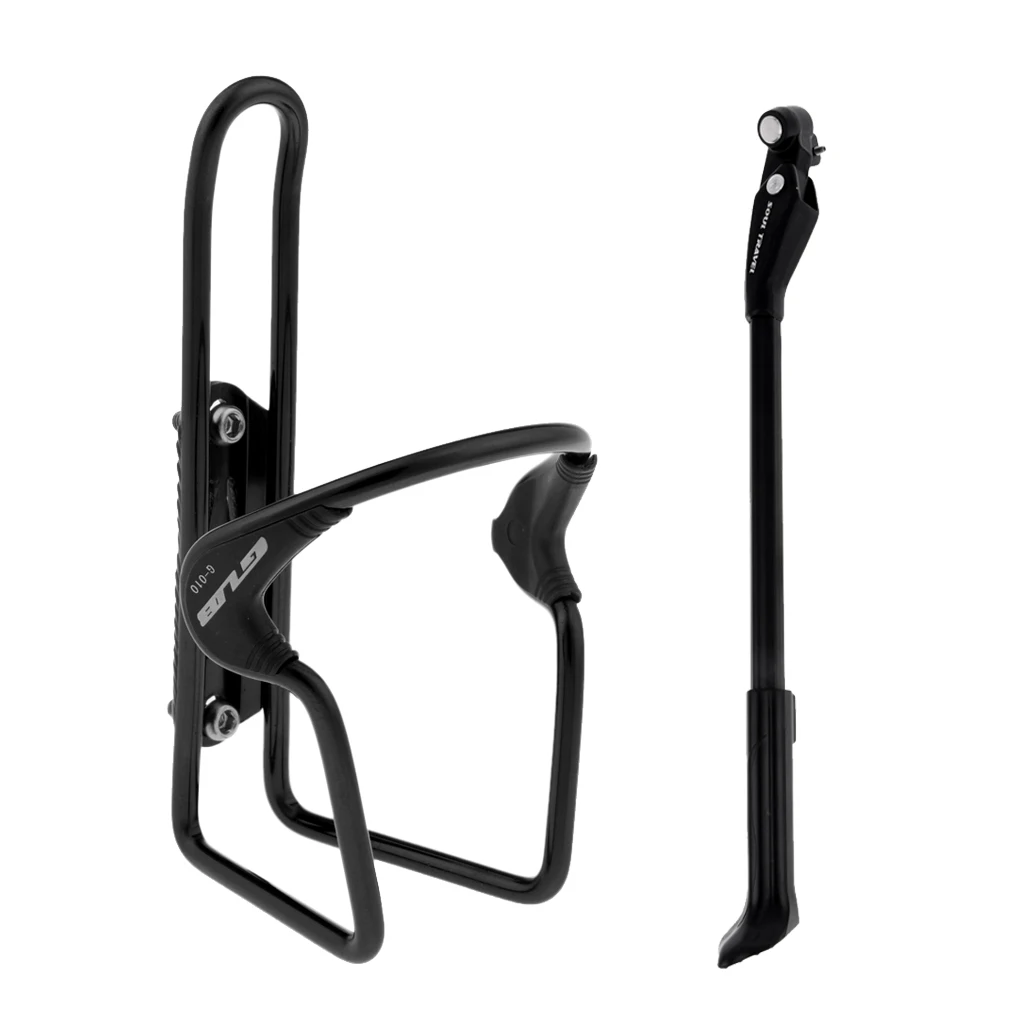 Adjustable Non-Slip Bike Bicycle Rear Kickstand Side Stand With Bottle Holder Rack