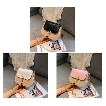 

ASDS-New Chain Women's Messenger Bag Fashion Small Straw Bag Shoulder Ins