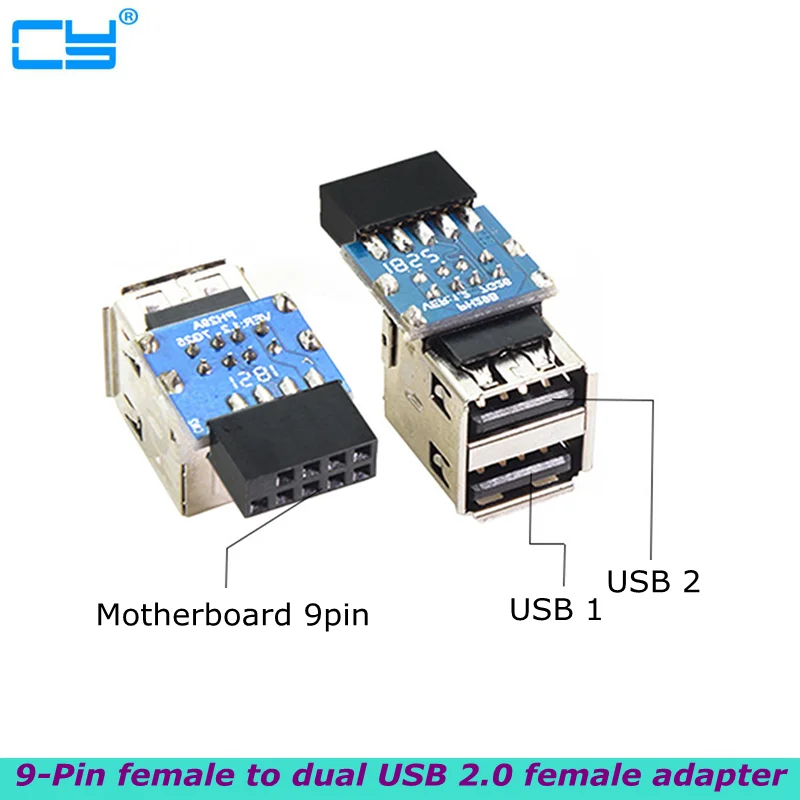 

High-Quality 9/10-Pin Computer Case Motherboard Female to Dual USB 2.0 Female Adapter Built-in Dongle U-ton USB Bluetooth Set