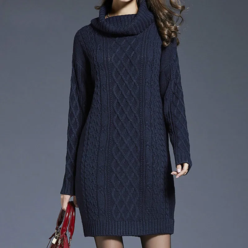 

2021 New Autumn Pullover Sweater Dress Women Loose Long Sleeve Oversize Solid Jumper Shirt Tops Dress Robe Pull Winter Clothes