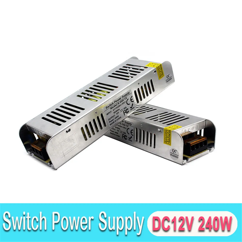Mini Size 240W 20A 12V Power Supply LED Driver Transformers 220V AC DC12V Adapter for CCTV Camera Strip Lamp Monitor | Обустройство