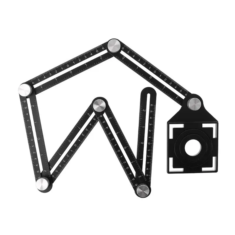 

6 Folding Ruler Tile Hole Positioning Multi Template Angle Rulers w/ Drill Guide for Puncher Carpentry G88A