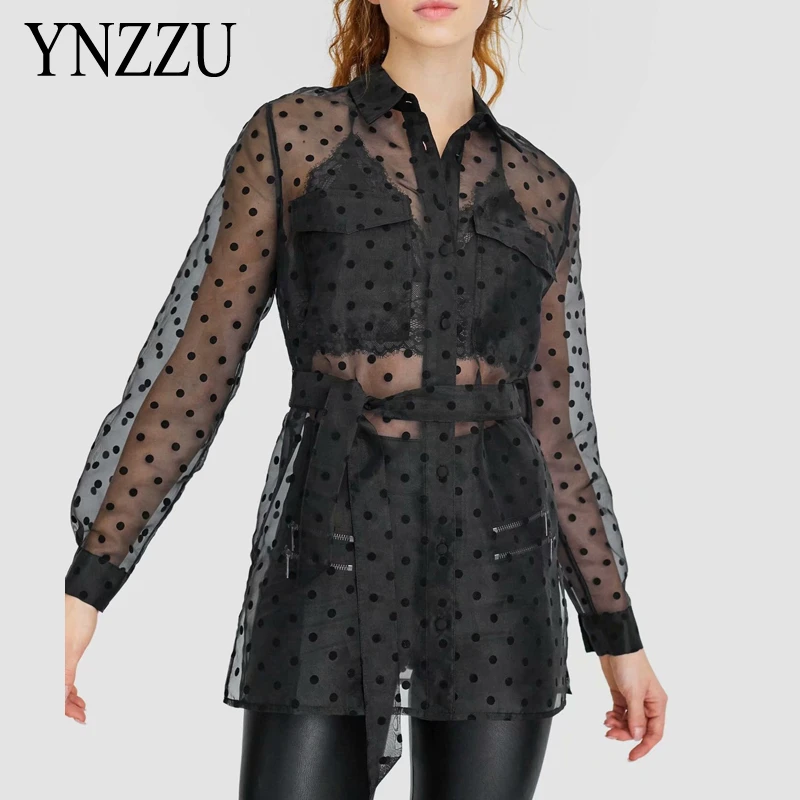 organza polka dot top