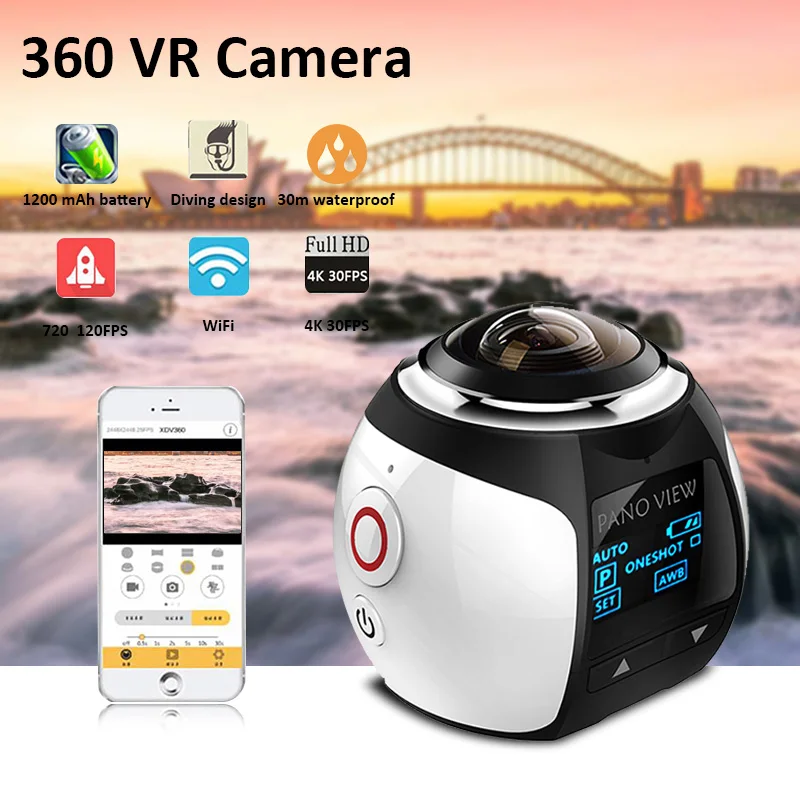 

Mini 360 Video Camera 360 degree V1 4K Wifi Action Camera Dual Image Stabilization Mini Panorama Camera sport Driving VR camera