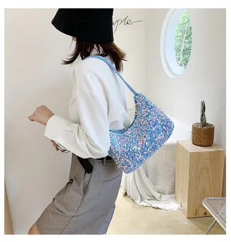 

Free shipping temperament bags women fashion style new shoulder handbag sequin sequins underarm bag ladies bag handbag