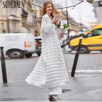 

SuperAen Europe Fashion Women Long Shirts Tassels Solid Color Pluz Size Ladies Blouses Spring and Autumn 2020 New Women Clothing