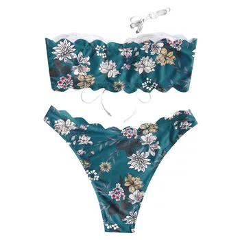 

JAYCOSIN Fashion Women's Two Piece Filled Bra Sexy Floral Print Female Bra Summer Lingerie Beachwear Backless Bandage 19Dec23