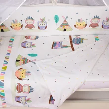 Комплект LUXURER(в подарочной коробке) в кроватку 7-ми предметный AmaroBaby Галчонок(сатин, белый