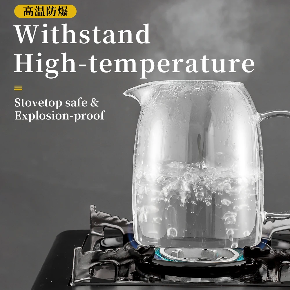 1.0L Clear High Borosilicate Glass Teapots with Removable Stainless Steel Infuser 304 Strainer Heat Resistant Kettle Tea Pot