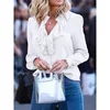 Chiffon Blouses Women 2020 Spring Fashion Long Sleeve V-neck Ruffle Elegant Slim Solid Office Lady Casual Shirts Tops Plus Size 3