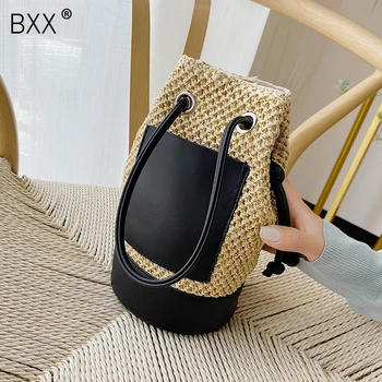 

[BXX] Straw Bucket Bags For Women 2020 Summer Crossbody Bags Lady Travel Purses and Handbags Female Shoulder Messenger Bag HN247