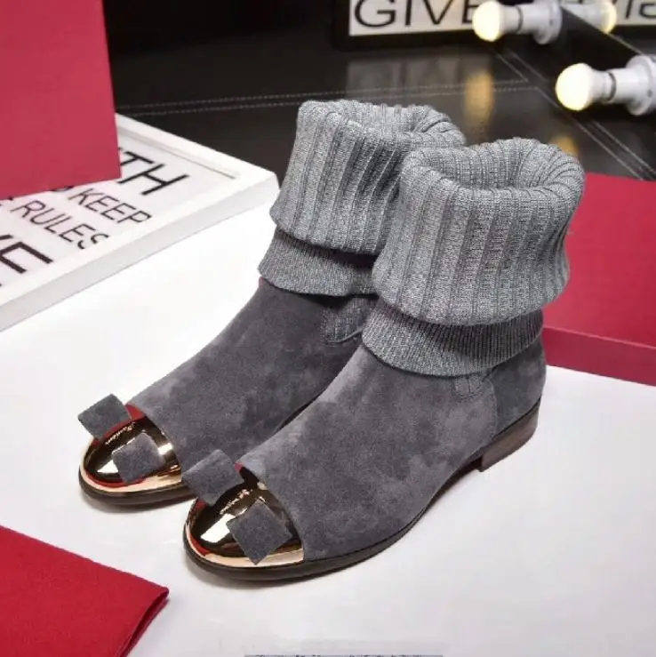 Вязаные сапоги женские до середины икры Bota Feminina зимние Botas Mujer обувь с кристаллами
