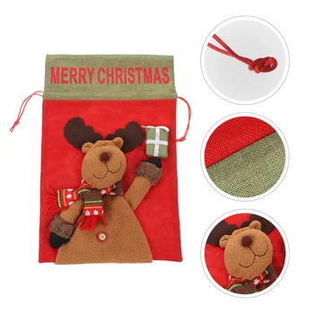 

Merry Christmas Drawstring Candy Bag Santa Gift Bag Creative Treat Pouches