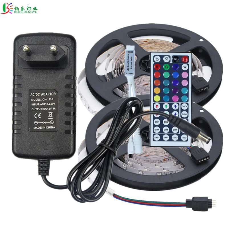 #cheap 2835 rgb led strip no white color non waterproof 5m 10m holiday tape light with remote controller 12V 3A 2A adapter eu us plug