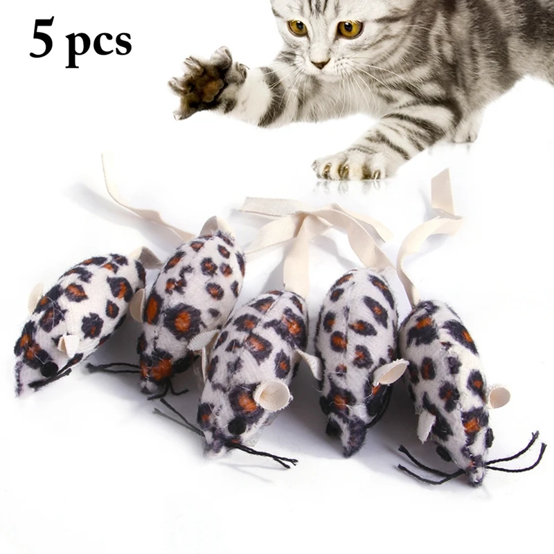 

5Pcs New Simulation Mouse Cat Toy Plush Mouse Cat Scratch Bite Resistance Mice Toy Interactive Kitten Chew Toy Pet Accessories