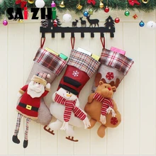 Saizhi, рождественские чулки, подвесные украшения на елку, новогодний мешок для конфет, подарочные носки, чулки, Рождественский орнамент