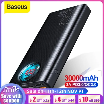 

Baseus 30000mAh Power Bank Quick Charge 3.0 USB PD Fast Charging Powerbank Portable External Battery Pack For Smartphone Laptop