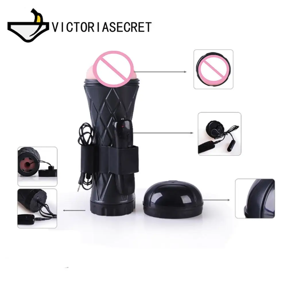 Male masturbation Vibrating Masturbator Realistic Vagina Pussy Artificial Vagina Sucking Tighten Masturbation Cup Sex Toys Men