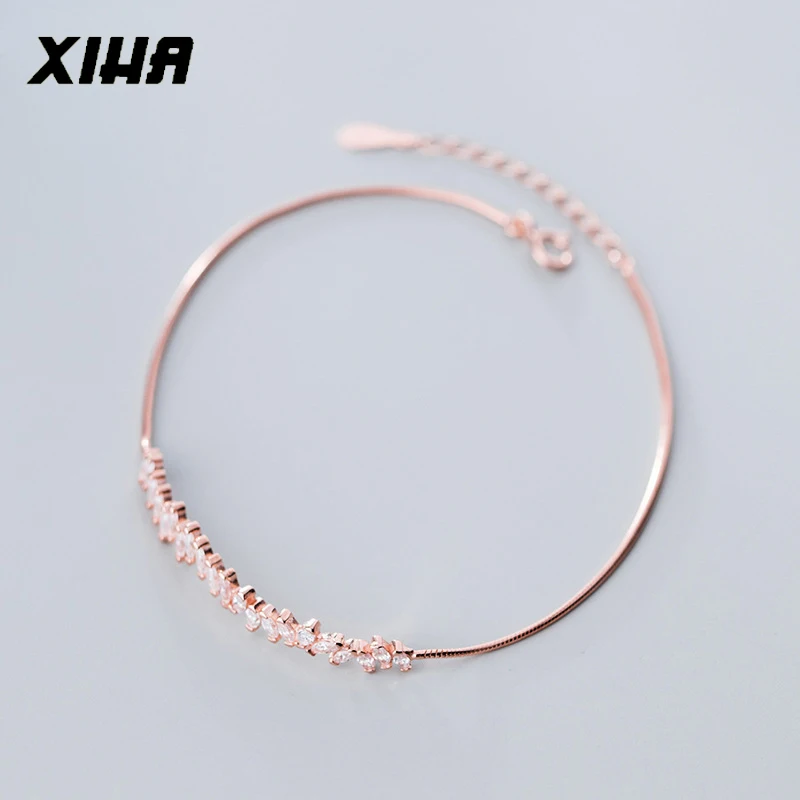 XIHA 925 браслеты из стерлингового серебра нерегулярные кубический цирконий браслет в стиле минимализма Женские Модные Ювелирные изделия Подарки на день рождения сестры