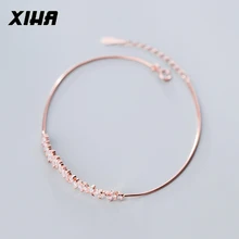 XIHA 925 браслеты из стерлингового серебра нерегулярные кубический цирконий браслет в стиле минимализма Женские Модные Ювелирные изделия Подарки на день рождения сестры