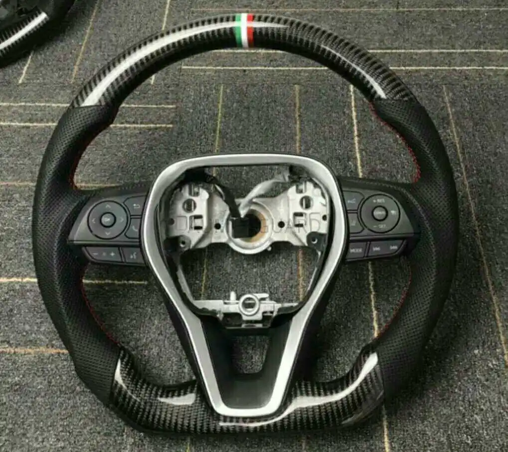 

Customized Leather Carbon Fiber Racing Steering Wheel For Toyota Higlander 2017 2018 2019 2020 2021