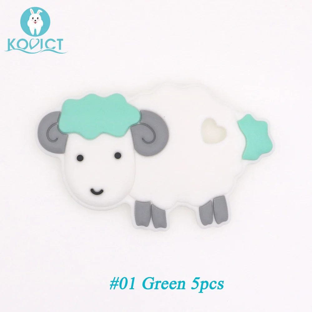01 Green 5pcs Kovict без добавления бисфенола А 5/10 шт. силиконовый детский Прорезыватель для зубов против грызунов нового дизайна овечья шерсть милый стиль ребенка режутся зубы игрушки жевательные животных Форма детские товары - Цвет: 01 Green 5pcs