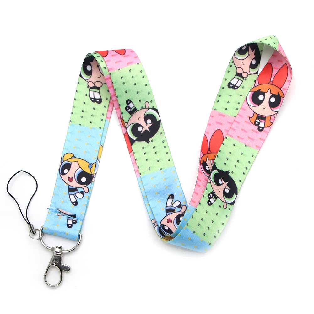 PC125 Powerpuff шнурок для девушки для брелка ID карты пропуска спортзала держатель значка мобильного телефона висячая Веревка держатель ключа лариат